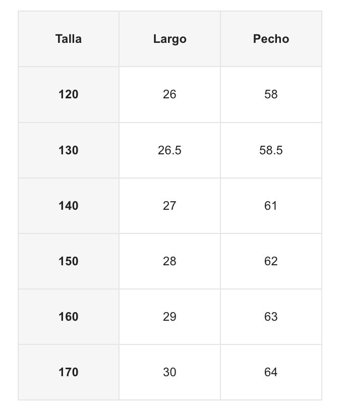 3 interiores size 120 (5-6 años)