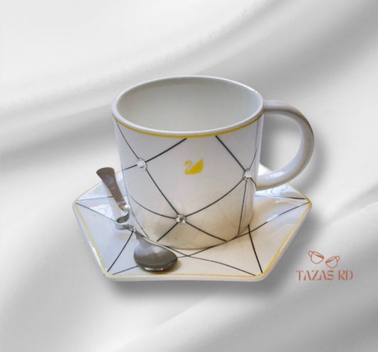 Taza Cisne con platillo y cuchara