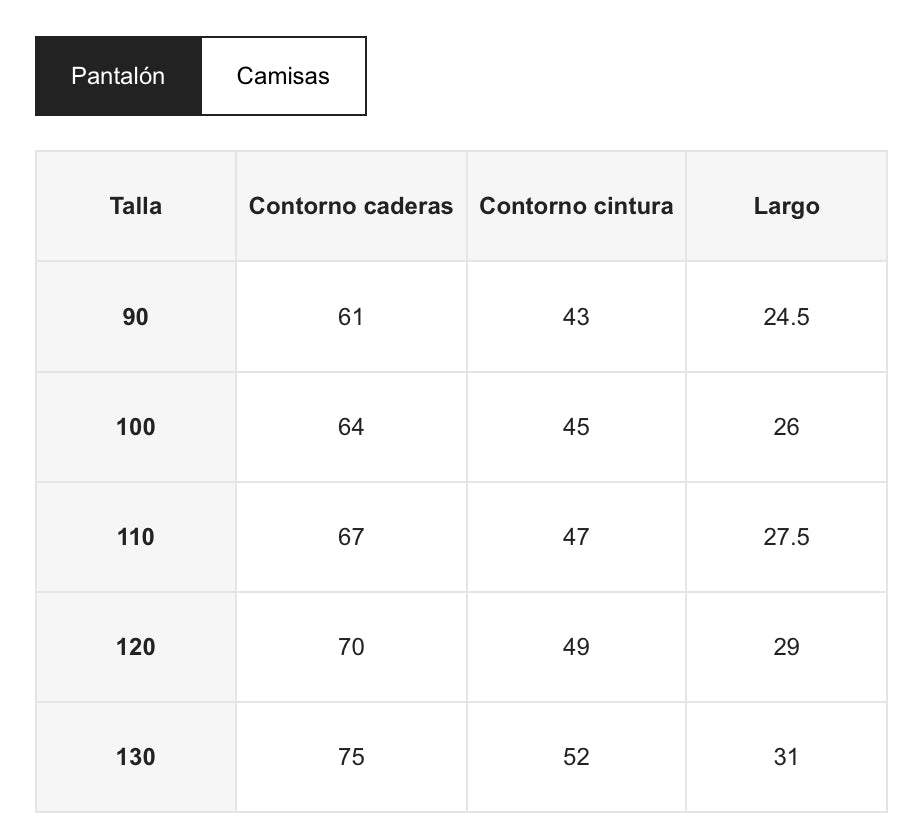 Conjunto Sizes 100 (3-4 años) / 110 (4-5 años)