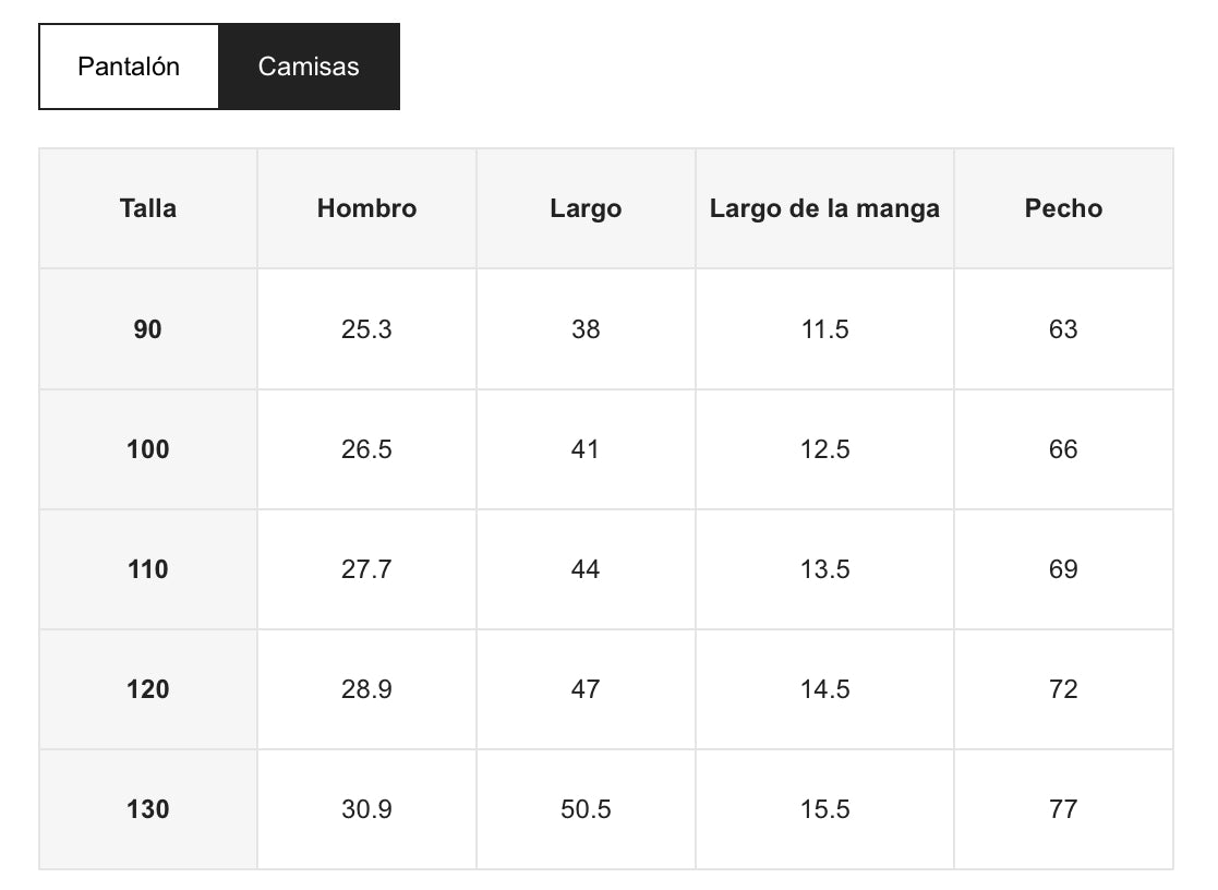 Conjunto Sizes 100 (3-4 años) / 110 (4-5 años)