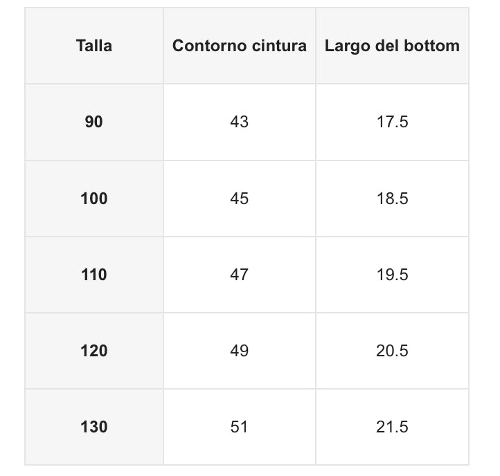 4 interiores sizes 100 (3-4 años) / 110 (4-5 años)